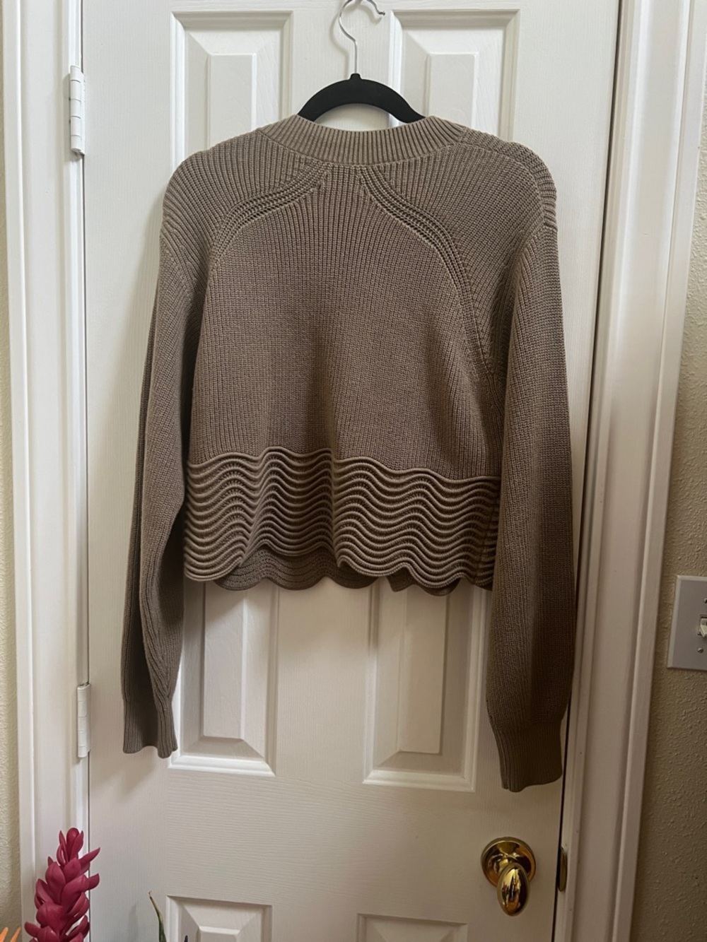 NWT Aje Women's Brown Crew Neck Sweater cotton blend small cropped - Picture 3 of 6